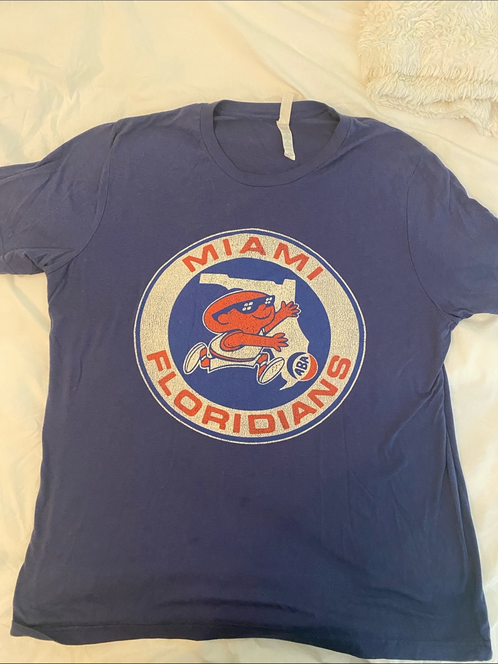 Miami Floridians ABA Navy Short Sleeve Graphic Tee with Orange and White Logo